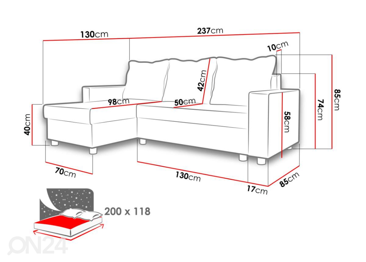 Угловой диван-кровать с ящиком увеличить размеры