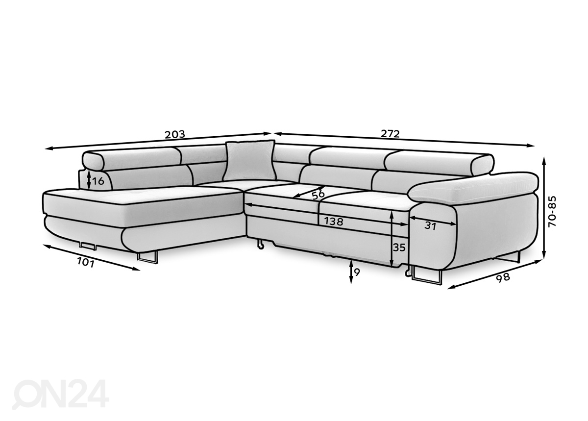 Угловой диван-кровать с ящиком Bremen увеличить размеры