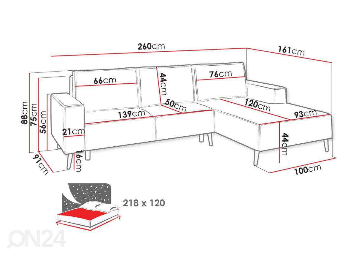 Угловой диван-кровать с ящиком Mingo увеличить размеры