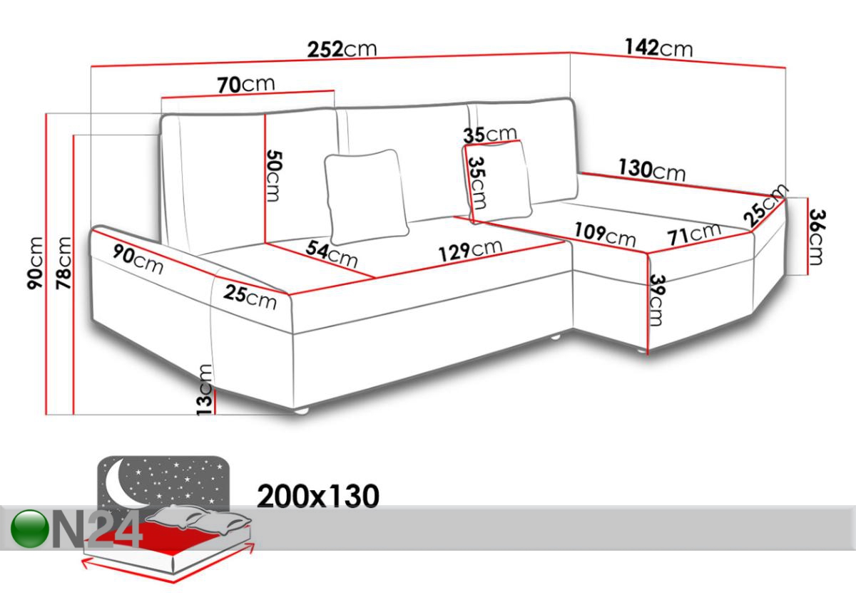 Угловой диван-кровать с ящиком Moric увеличить размеры