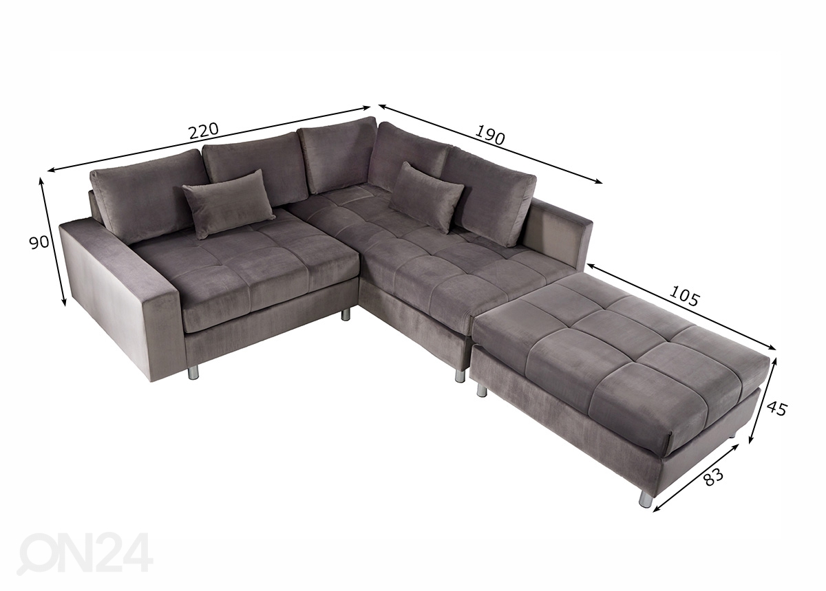 Угловой диван с пуфом Kent увеличить размеры