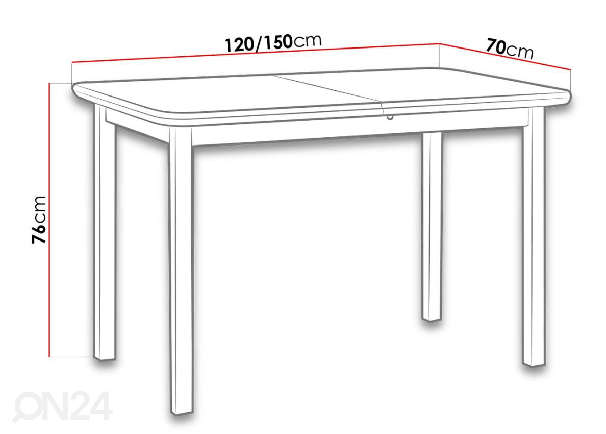 Удлиняющийся обеденный стол 120-150x70 cm увеличить размеры