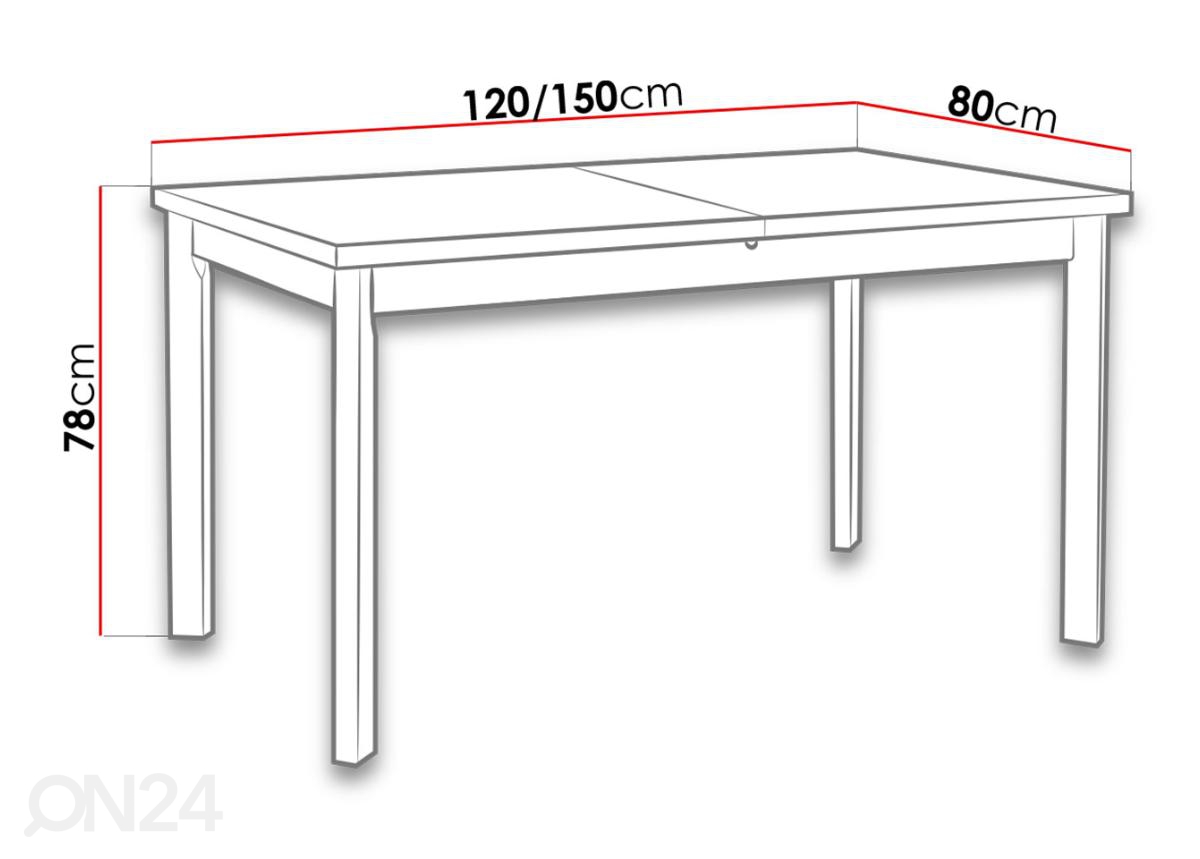 Удлиняющийся обеденный стол 120-150x80 cm увеличить размеры