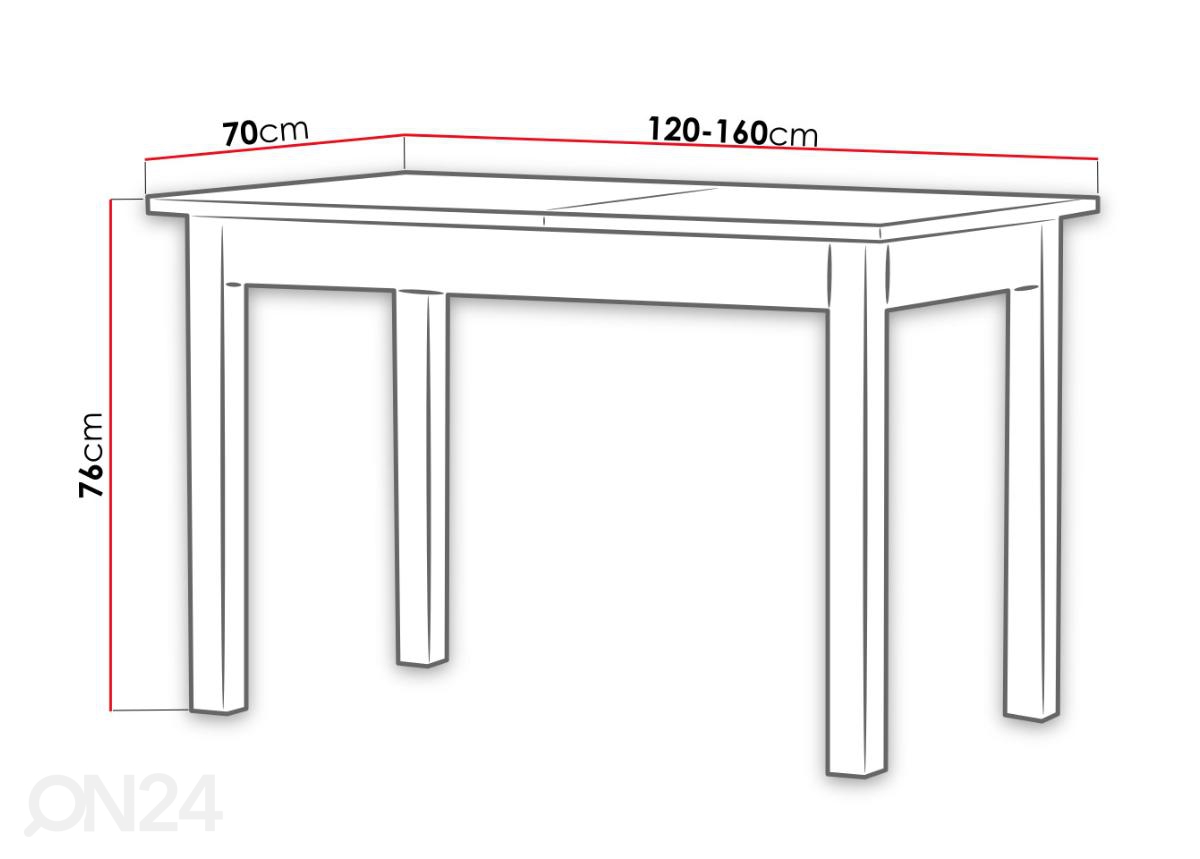 Удлиняющийся обеденный стол 120-160x70 cm увеличить размеры