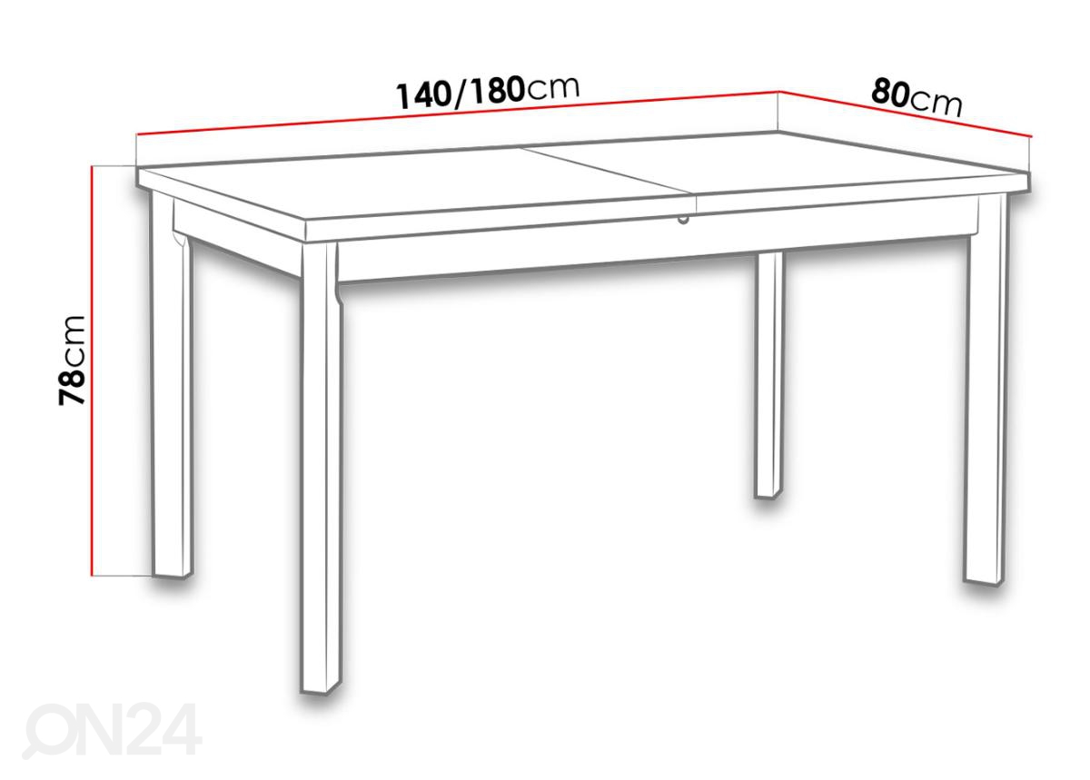 Удлиняющийся обеденный стол 140-180x80 cm увеличить размеры