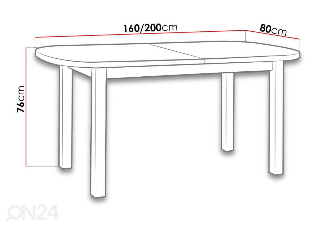Удлиняющийся обеденный стол 160-200x80 cm увеличить размеры
