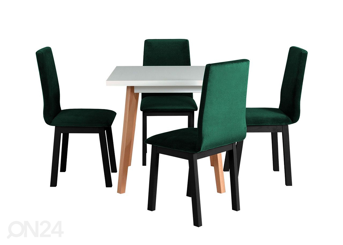 Удлиняющийся обеденный стол 80-110x80 см + 4 стула увеличить
