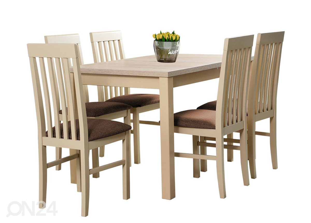 Удлиняющийся обеденный стол 80x120-150 cm + 5 стульев увеличить