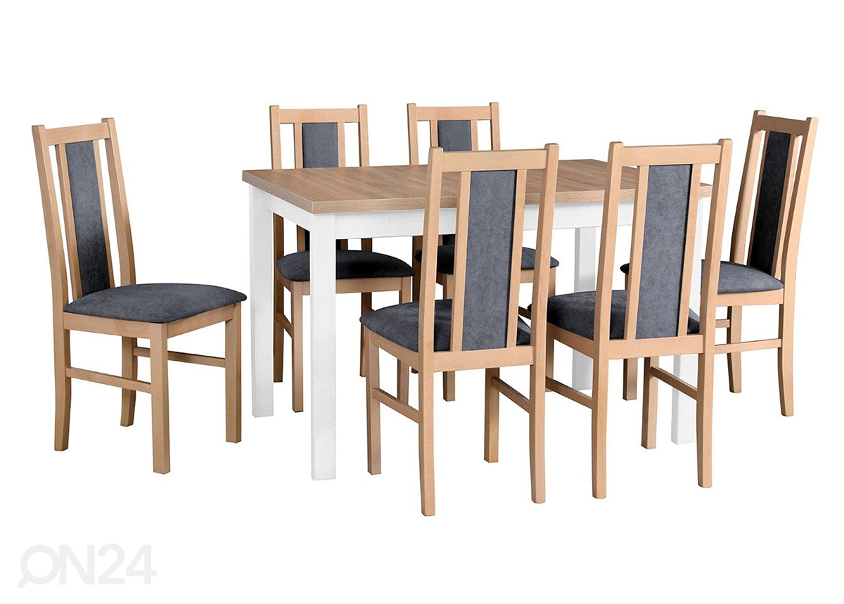 Удлиняющийся обеденный стол 80x120-150 см + 6 стульев увеличить