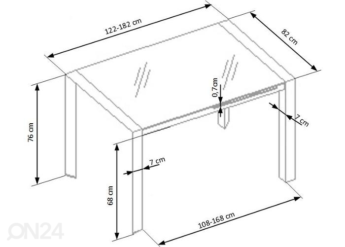 Удлиняющийся обеденный стол 82x122-182 cm увеличить размеры