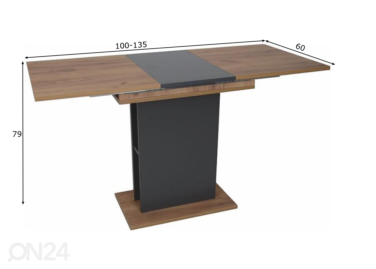 Удлиняющийся обеденный стол Campa 100-135x60 cm увеличить размеры