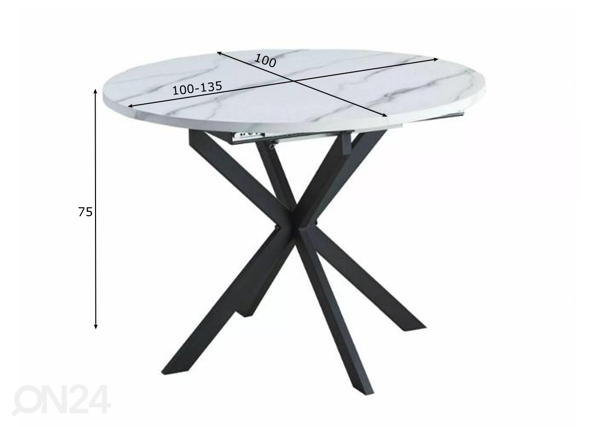 Удлиняющийся обеденный стол Gabrielo 100-135x100 cm увеличить размеры