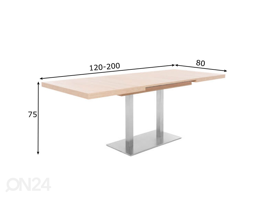 Удлиняющийся обеденный стол Quadrato 120/200x80 cm увеличить размеры