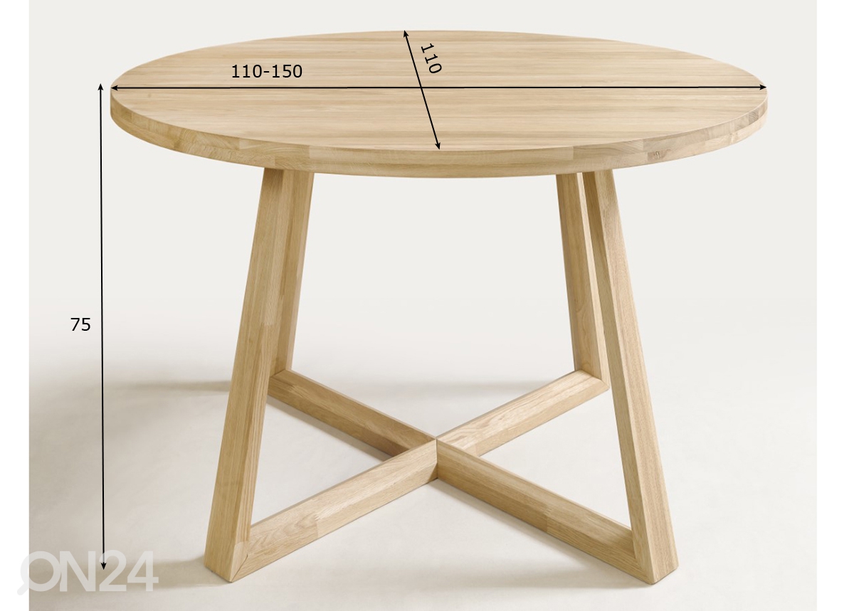 Удлиняющийся обеденный стол из дуба Merbi 110/150x110 cm, белое масло увеличить размеры