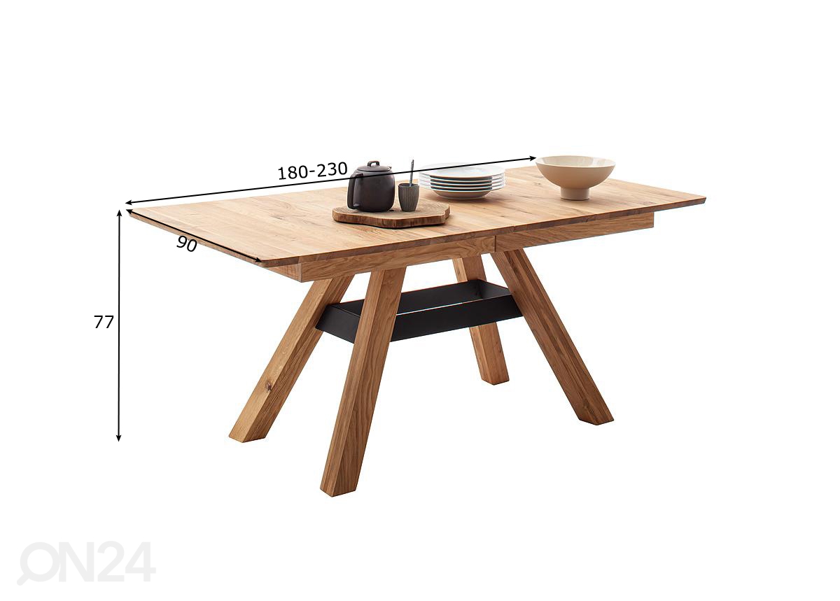 Удлиняющийся обеденный стол из массива дерева Pisa 180/230x90 cm увеличить размеры