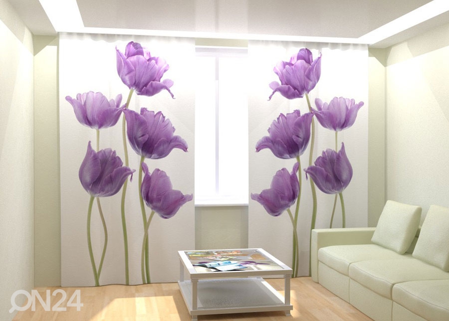 Фотошторы "Purple Tulips" 300x260 см увеличить