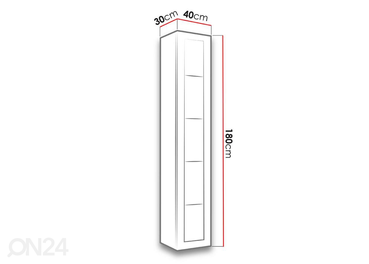Шкаф-витрина 180 cm + LED освещение увеличить размеры