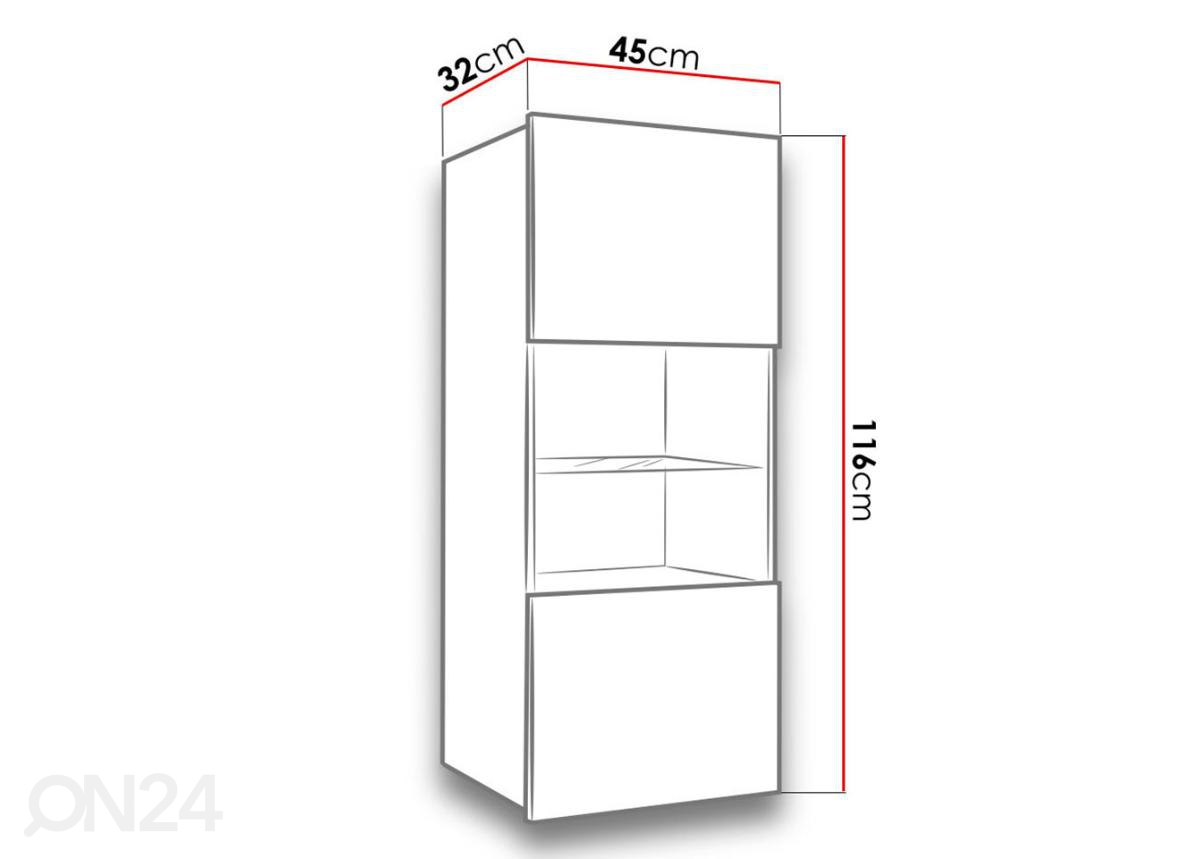Шкаф-витрина 45 cm увеличить размеры