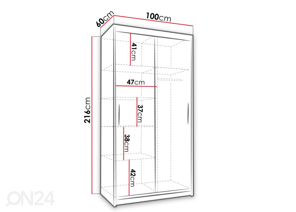 Шкаф платяной 100 cm + LED увеличить размеры