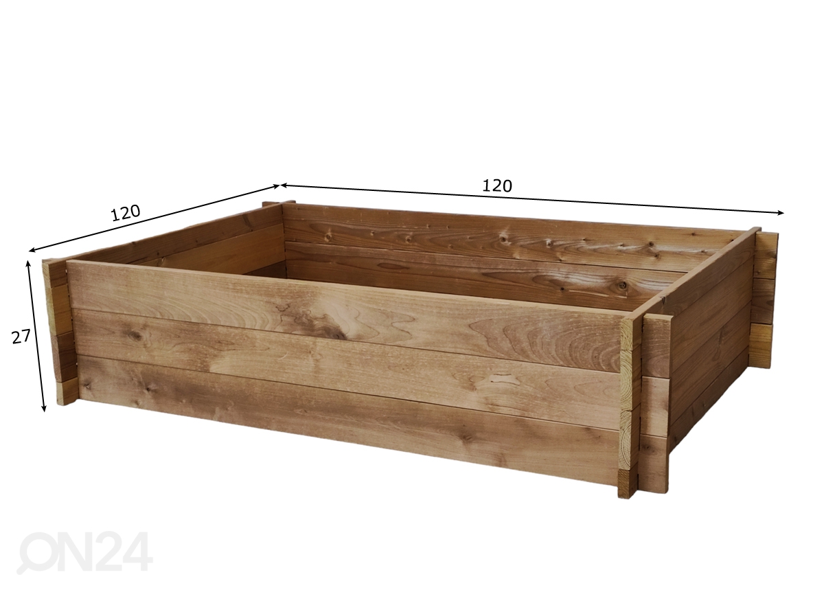Ящик для грядки 120x120 cm, термальная древесина увеличить размеры