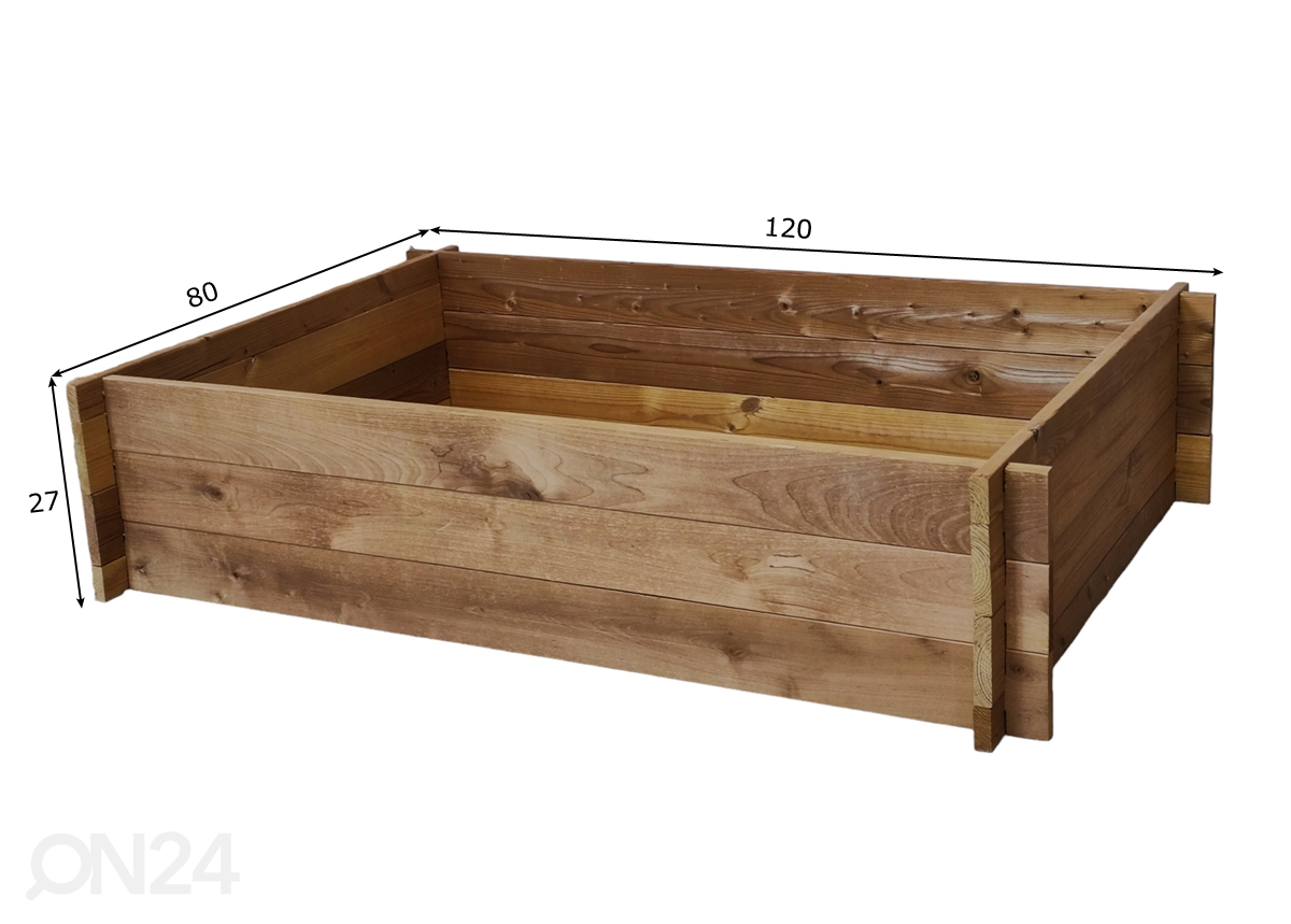Ящик для грядки 80x120 cm, термальная древесина увеличить размеры