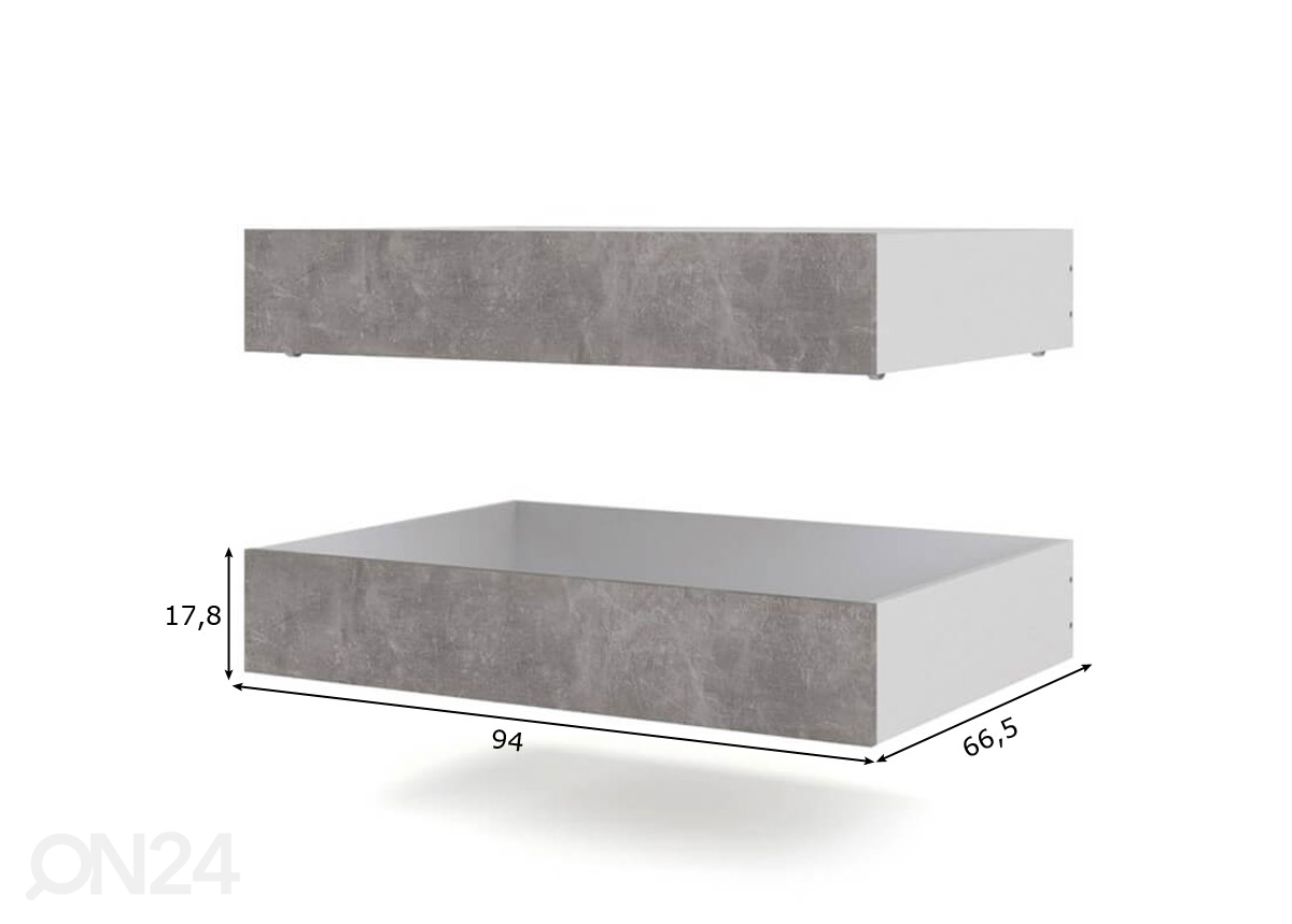 Ящики кроватные Naia 94 cm, 2 шт бетон увеличить размеры