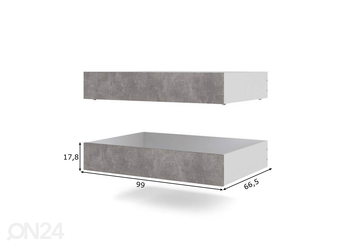 Ящики кроватные Naia 99 cm, 2 шт бетон увеличить размеры