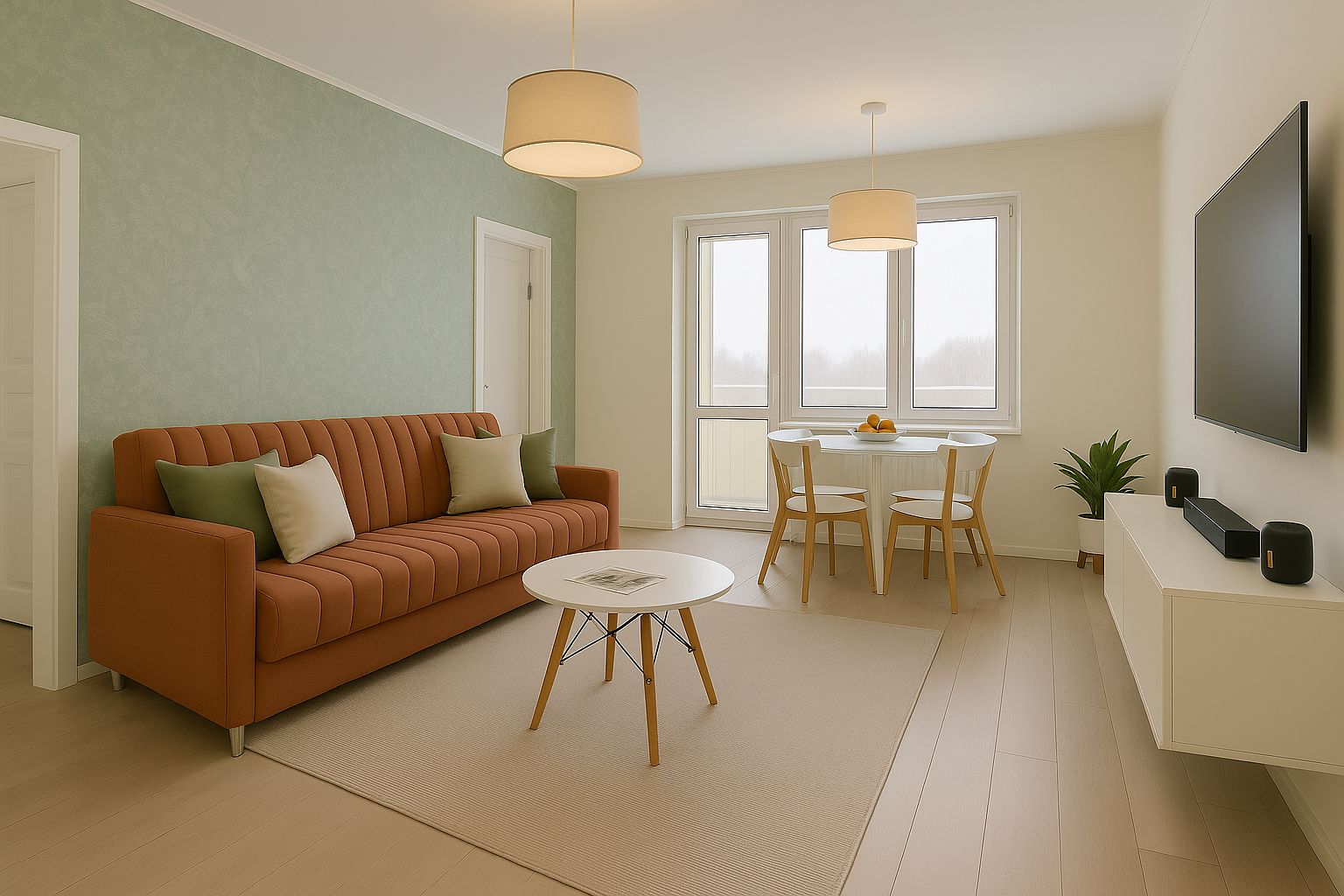 Elutuba kaasaegne hele soodne paneelmaja korter