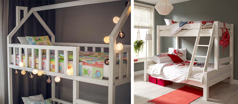Детская двухъярусная кровать домик «Сказка» ДС-17 цветная 180х80 см