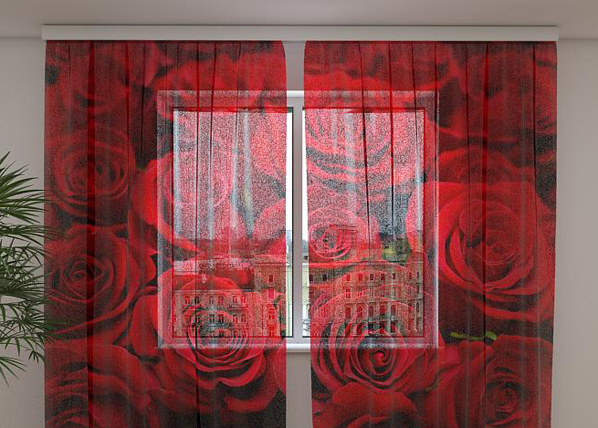 Sifonki-kuvaverho ROSES 2, 240x220 cm