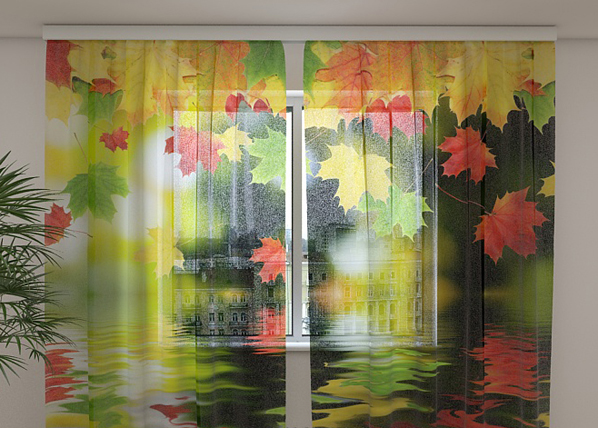 Sifonki-kuvaverho LEAVES OVER THE WATER 240x220 cm