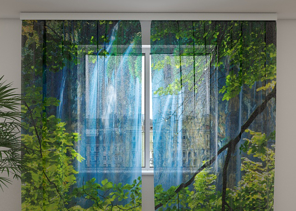 Sifonki-kuvaverho WATERFALL BEHIND THE WINDOW 240x220 cm