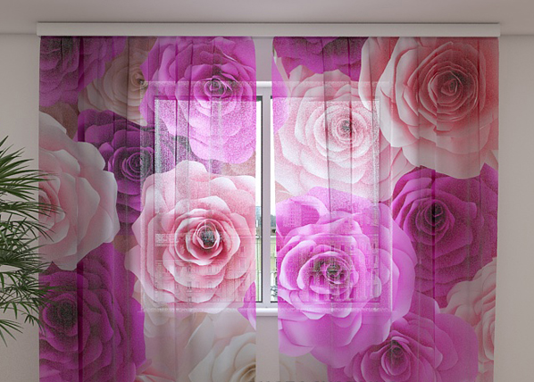 Sifonki-kuvaverho ROSES CAROLINA 240x220 cm