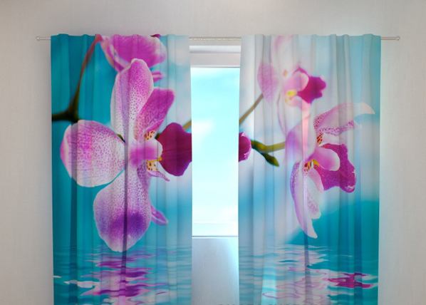 Läpinäkyvä verho SKYBLUE ORCHIDS 240x220 cm