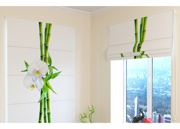 Pimentävä laskosverho Bamboo and white orchid 1 100x120 cm