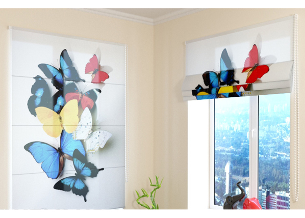 Puolipimentävä laskosverho Colorful Butterflies 100x120 cm