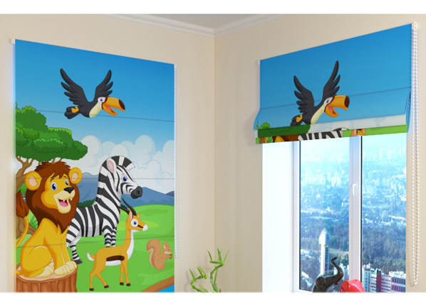 Pimentävä laskosverho Cute African animals 1 60x60 cm