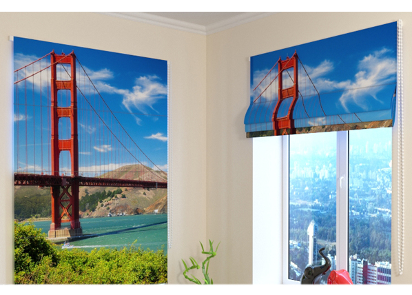 Pimentävä laskosverho Golden gate bridge 100x120 cm