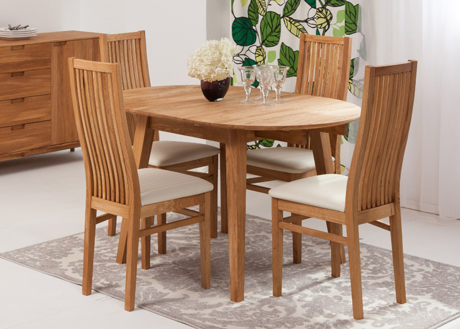 Tammi jatkettava ruokapöytä Basel 110-160x110 cm+ 4 tuolia Sandra