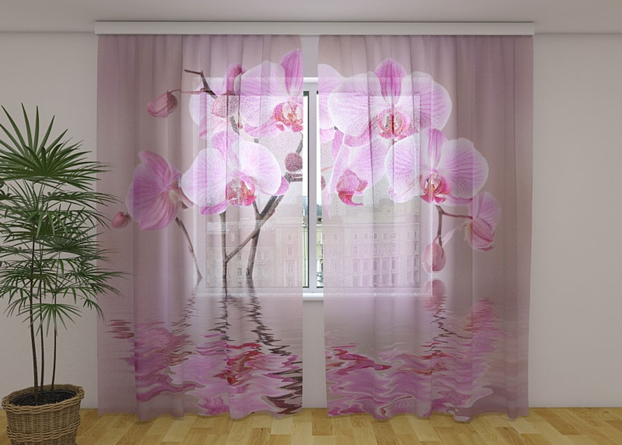 Sifonki-kuvaverho LILY ORCHID 240x220 cm