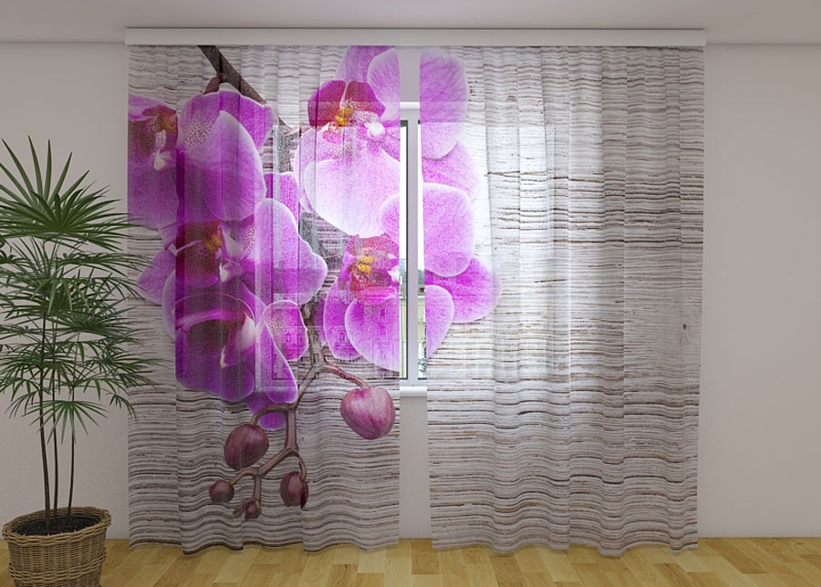 Sifonki-kuvaverho ORCHIDS AND TREE 2, 240x220 cm