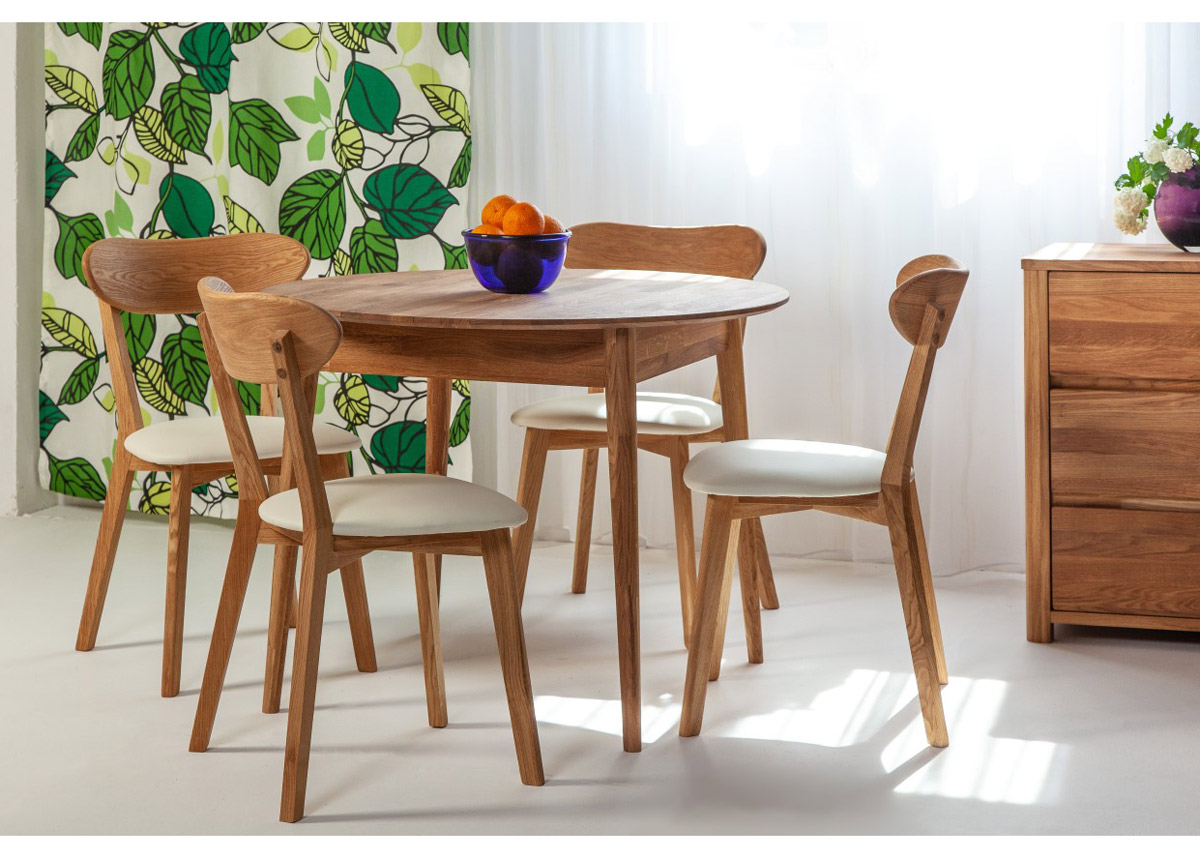 Tammi ruokapöytä Scan Ø100 cm + 4 tuolia Irma