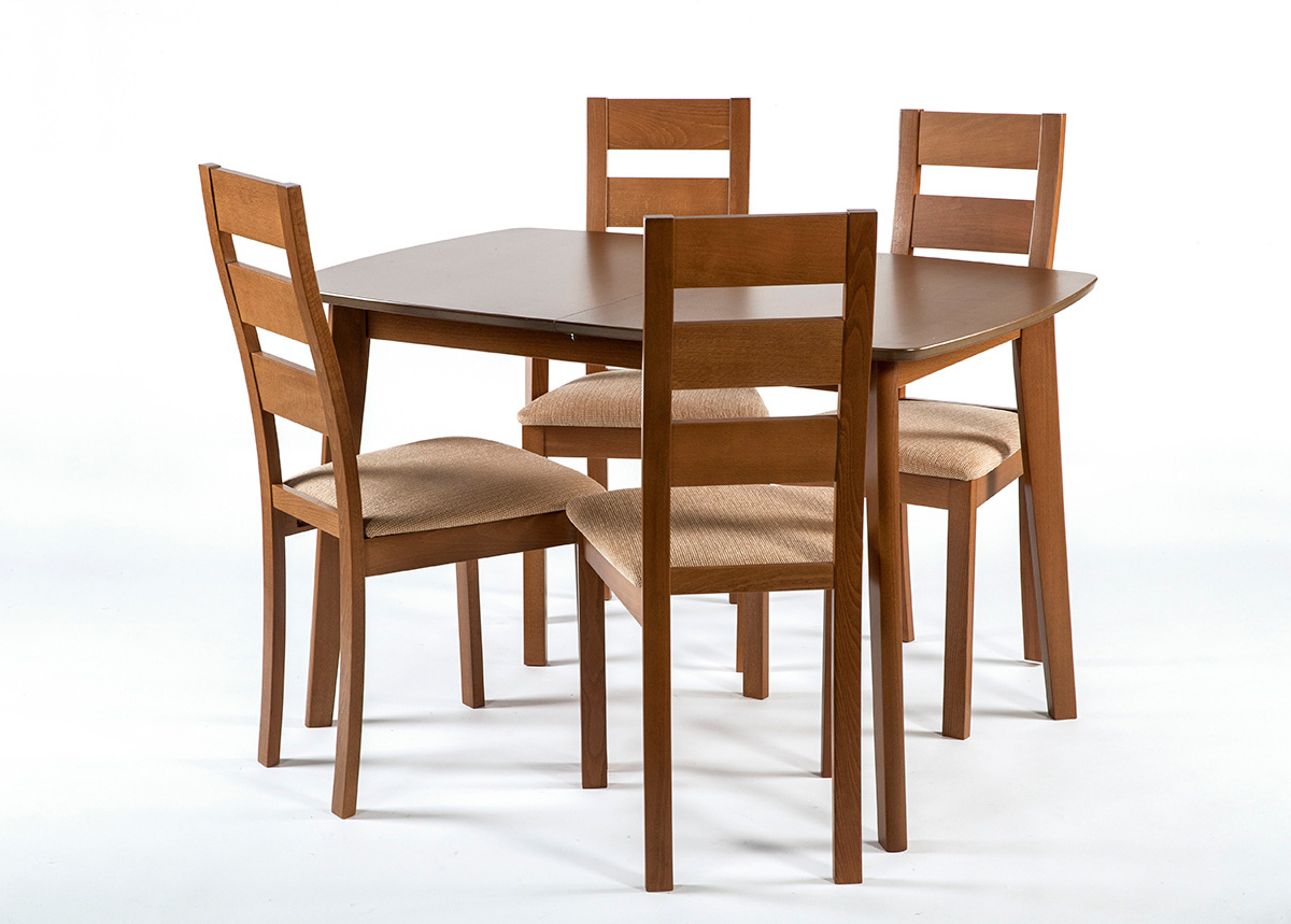 Jatkettava ruokapöytä Bari 80x120-150 cm ja 4 tuolia PARMA, pähkinä