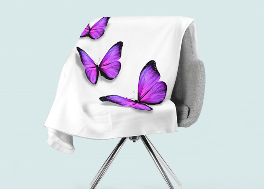 Torkkupeitto Purple Batterfly 150x200 cm
