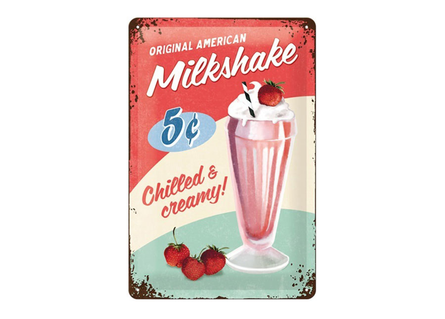 Retro metallitaulu Original American Milkshake 20x30 cm