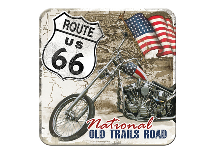 Retro lasinalusta Route 66 Old Trails Road 4 kpl