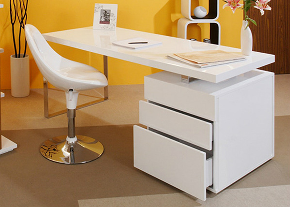 Työpöytä 85x180 cm, korkeakiilto valkoinen