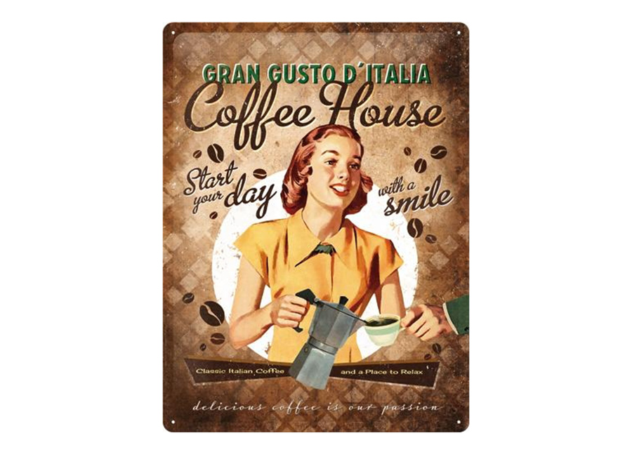 Retro metallitaulu Coffe House 30x40 cm