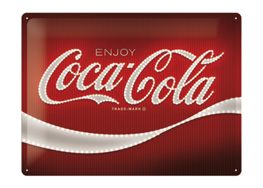 Retro metallitaulu Coca-Cola - Logo Red Lights 30x40 cm