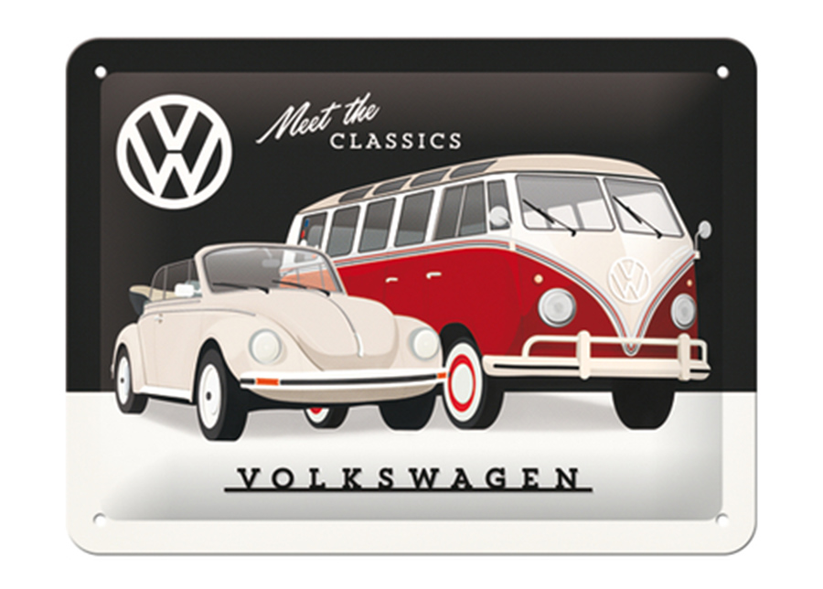 Retro metallitaulu VW - Meet the Classic 15x20 cm